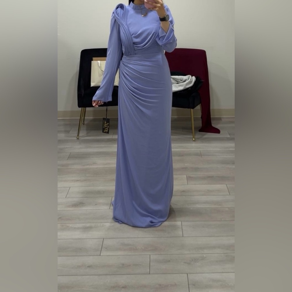 Elegant Long Sleeve Lavender Dress